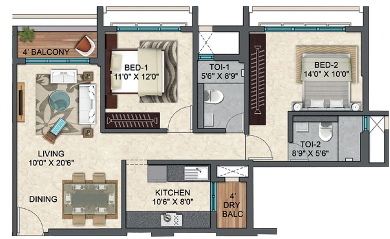 2 BHK Flat in V Raheja The Gateway in Andheri West, Mumbai - Image 628228