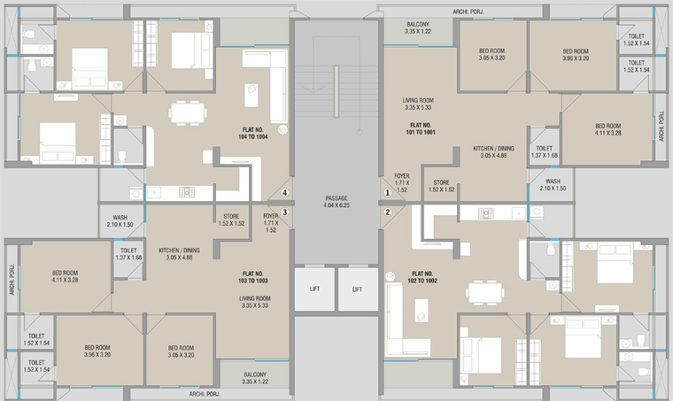 Floor Plan of Orchid Highlife in Sama Savli Road, Vadodara - Image 81683