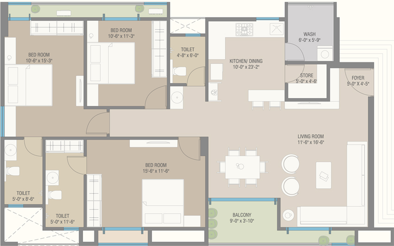 3 BHK Flat in Orchid Skyrise in Harni, Vadodara - Image 628540