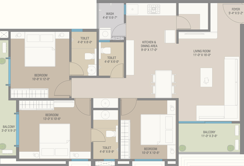 3 BHK Flat in Orchid Skyrise in Harni, Vadodara - Image 628539