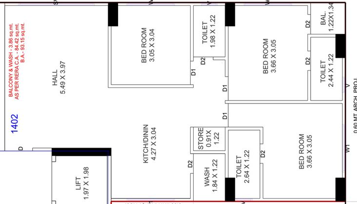 3 BHK Flat in Maruti Sky Heaven in Godadara, Surat - Image 631886