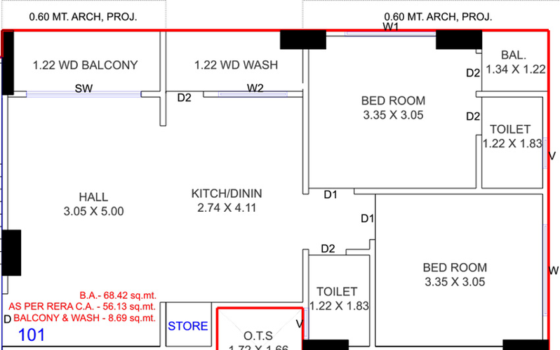 2 BHK Flat in Maruti Sky Heaven in Godadara, Surat - Image 631885