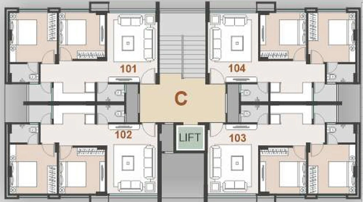 Floor Plan of Rushikesh Vaishnodevi Homes in Kosad, Surat - Image 82689