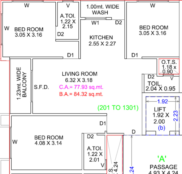 3 BHK Flat in Sharvayaa Sampriti Homes in Althan, Surat - Image 629285