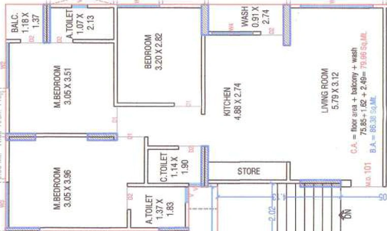 3 BHK Flat in Salasar Sun Shantam in Variav, Surat - Image 681152
