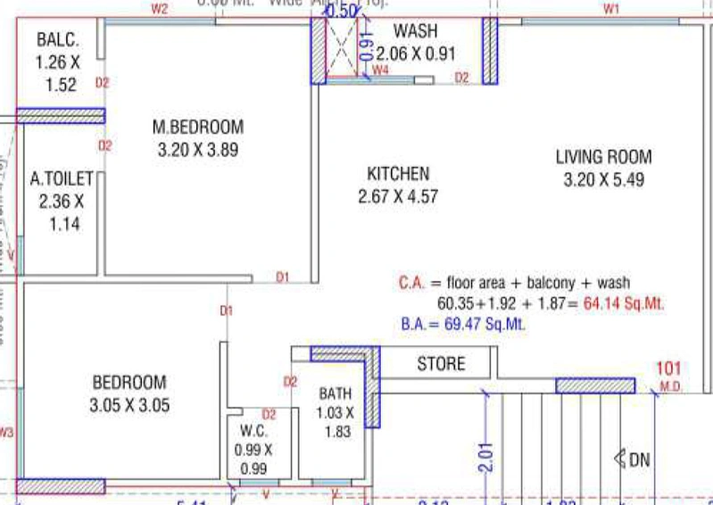 2 BHK Flat in Salasar Sun Shantam in Variav, Surat - Image 681151