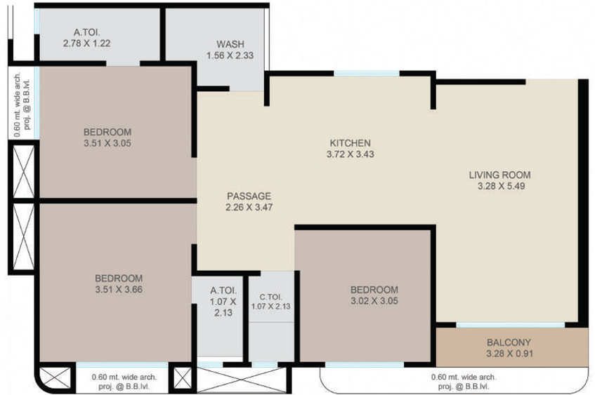3 BHK Flat in Shree Kedar Hills in Mota Varachha, Surat - Image 630441