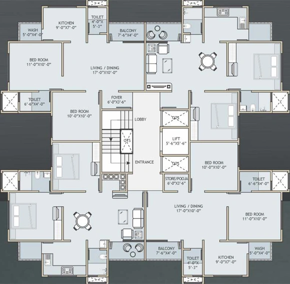 Floor Plan of Labh Bansi Residency in Atladara, Vadodara - Image 83047