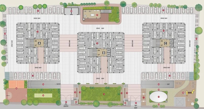 Master Plan of Navpadh Kalatirth Towers in Motera, Ahmedabad - Image 83294