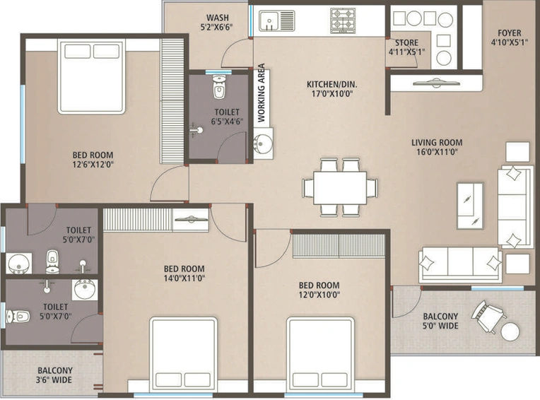 3 BHK Flat in Sky Seven Synnove Nithya in Sevasi, Vadodara - Image 633963