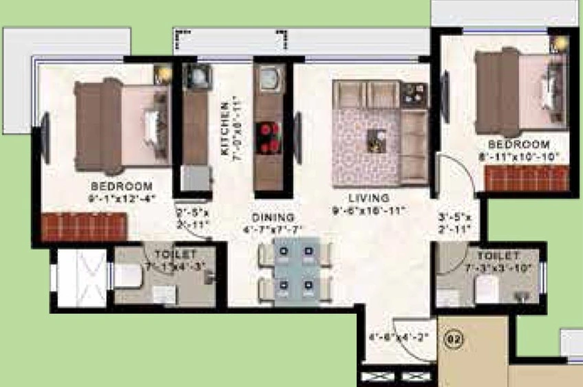 2 BHK Flat in Romell Allure in Borivali East, Mumbai - Image 633978