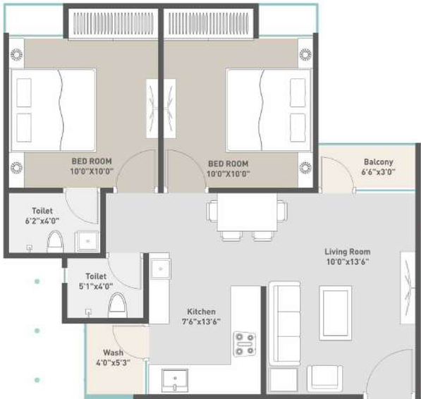 2 BHK Flat in Shyamal Heights in Waghodia Road, Vadodara - Image 699076