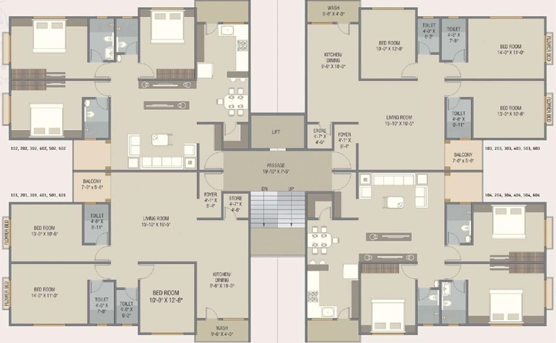 Floor Plan of Shyamal Park in Bhayli Road, Vadodara - Image 83402