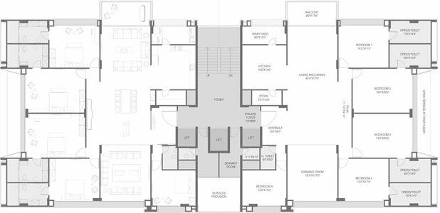 Floor Plan of Madhav Oeuvre in Bodakdev, Ahmedabad - Image 83532