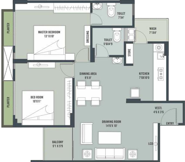 2 BHK Flat in Seventh Avenue in Gota, Ahmedabad - Image 634741