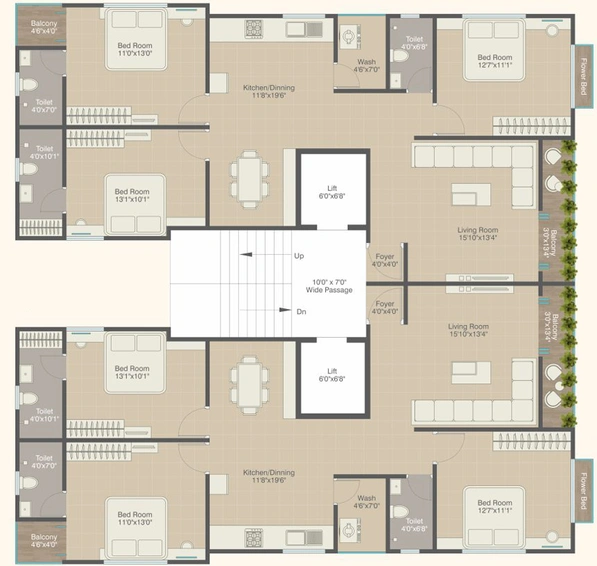 Floor Plan of Vraj Green Leaf Exotica in Vasna Bhayli Main Road, Vadodara - Image 83739