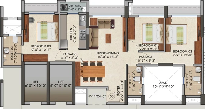 3 BHK Flat in Kini Pinnacle in Naigaon East, Palghar - Image 650846