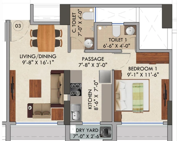 1 BHK Flat in Kini Pinnacle in Naigaon East, Palghar - Image 650844