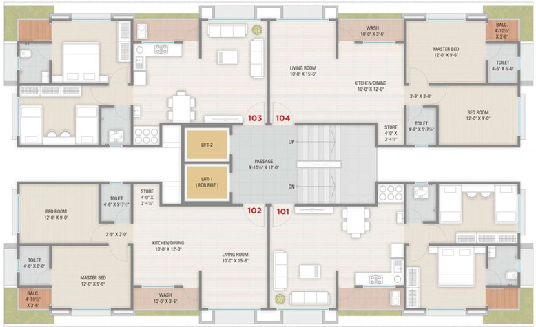Floor Plan of Raghav Shreefal Residency in Bhestan, Surat - Image 83833