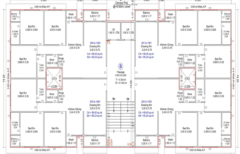 Floor Plan of Sayam Vardhman Residency in Bharthana, Surat - Image 83841