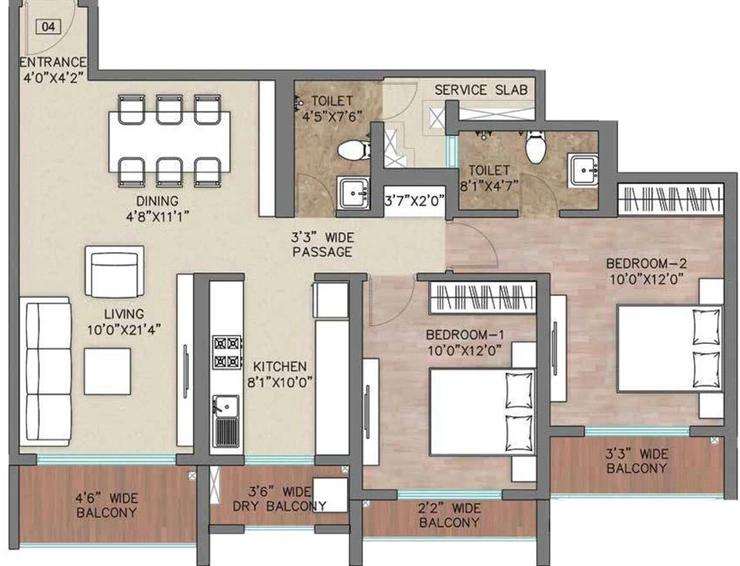 2 BHK Flat in Regency Luxuria in Dombivli, Thane - Image 637400