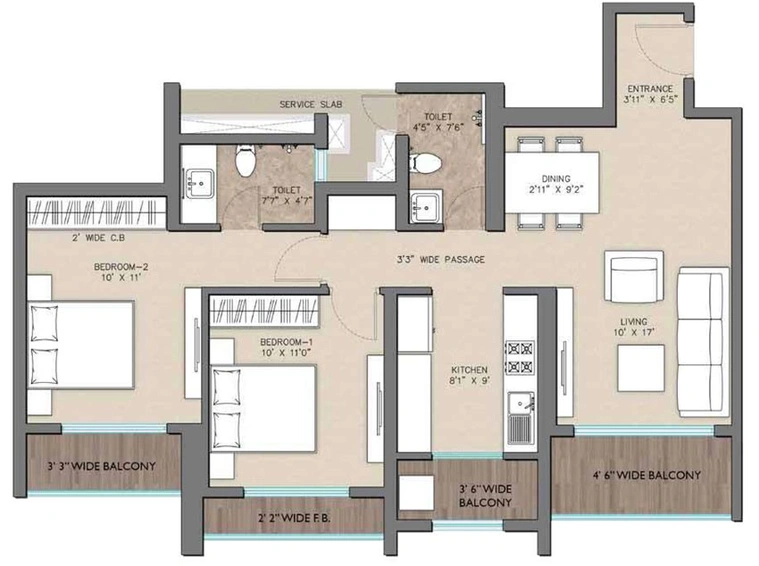 2 BHK Flat in Regency Luxuria in Dombivli, Thane - Image 637401
