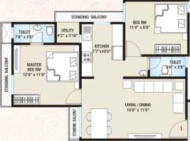 2 BHK Flat in Aatman Anjani Nandan Town in Parvat Gam, Surat - Image 637899