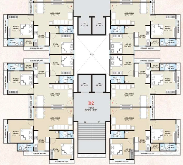 Floor Plan of Aatman Anjani Nandan Town in Parvat Gam, Surat - Image 84028