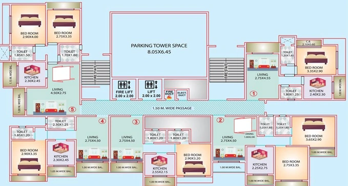 Floor Plan of Anmol Durga Enclave in Bhayandar East, Thane - Image 87432