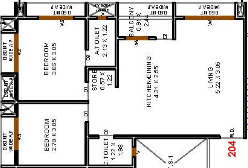 2 BHK Flat in Omkara Shubham Heights in Jahangirabad, Surat - Image 638264