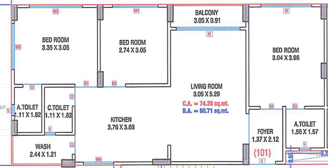3 BHK Flat in Mahan Residency in Punagam, Surat - Image 638408
