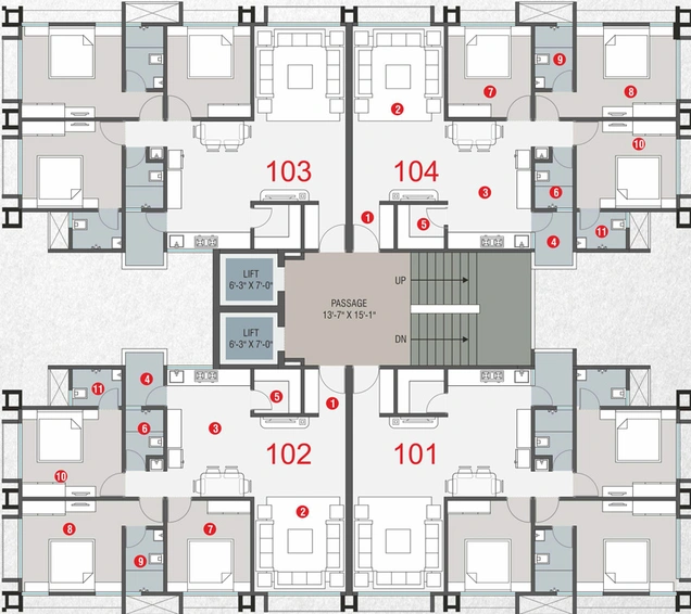 Floor Plan of Yaksha Veer Anantta in Jahangirpura, Surat - Image 111433
