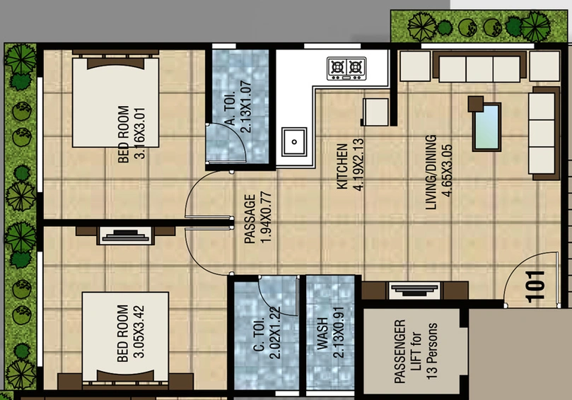 2 BHK Flat in Samor Residency in Jahangirabad, Surat - Image 638980