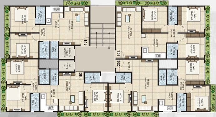 Floor Plan of Samor Residency in Jahangirabad, Surat - Image 84238