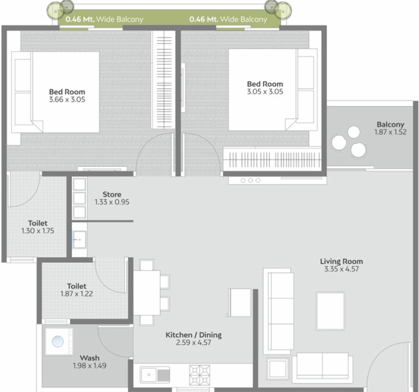 2 BHK Flat in Zillion The Splendid in Waghodia Road, Vadodara - Image 699139