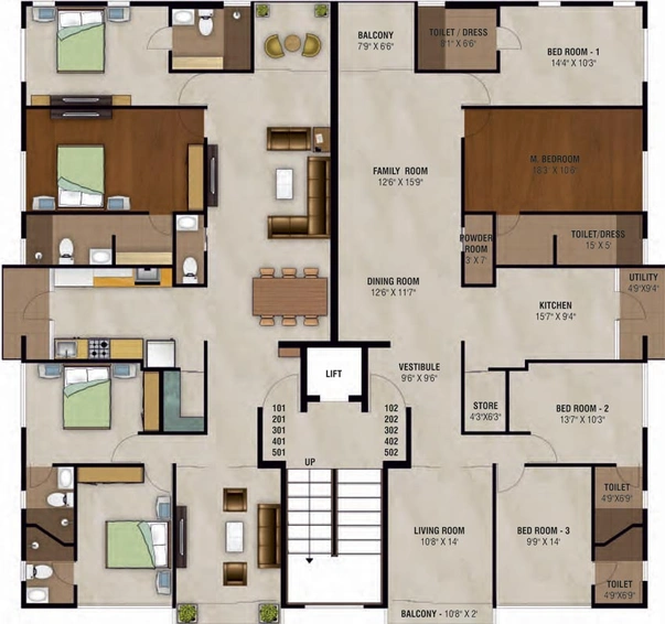 Floor Plan of Arista Belvedere Park in Bodakdev, Ahmedabad - Image 89456
