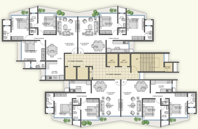 Floor Plan of Option The Crest in Dadar West, Mumbai - Image 84371