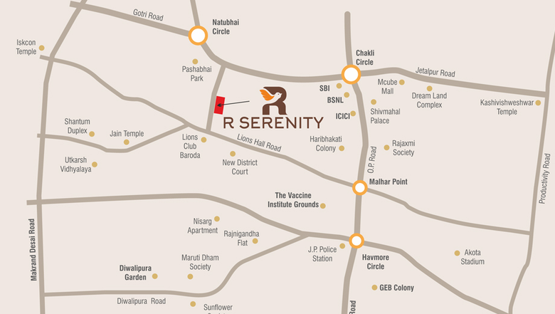 Location of Sai Harmony R Serenity in Diwalipura, Vadodara - Image 86195