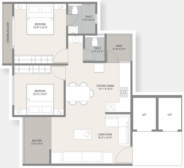 2 BHK Flat in Shree Aarna Sky in Makarpura, Vadodara - Image 640748