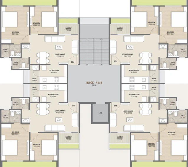 Floor Plan of Shree Jaldeep Apartments in Sanand, Ahmedabad - Image 89547