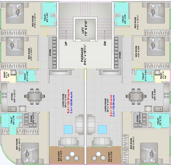 Floor Plan of Anup Leela Avenue in Athwa, Surat - Image 84453