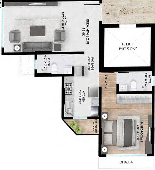 1 BHK Flat in Bhoomi Atharv Aaradhyam in Andheri East, Mumbai - Image 642524