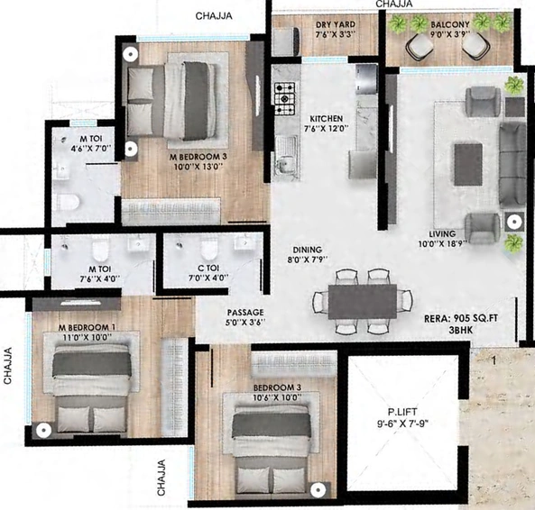 3 BHK Flat in Bhoomi Atharv Aaradhyam in Andheri East, Mumbai - Image 642526