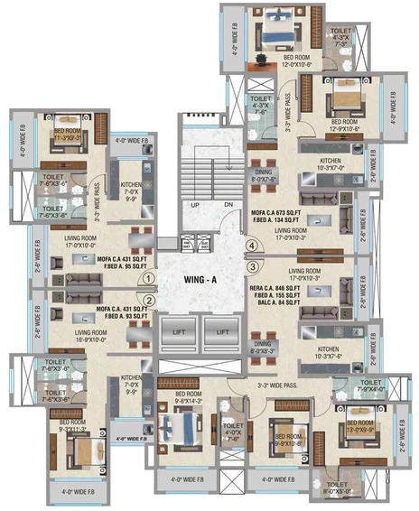Floor Plan of Sangam Emporio Towers in Kandivali West, Mumbai - Image 84896