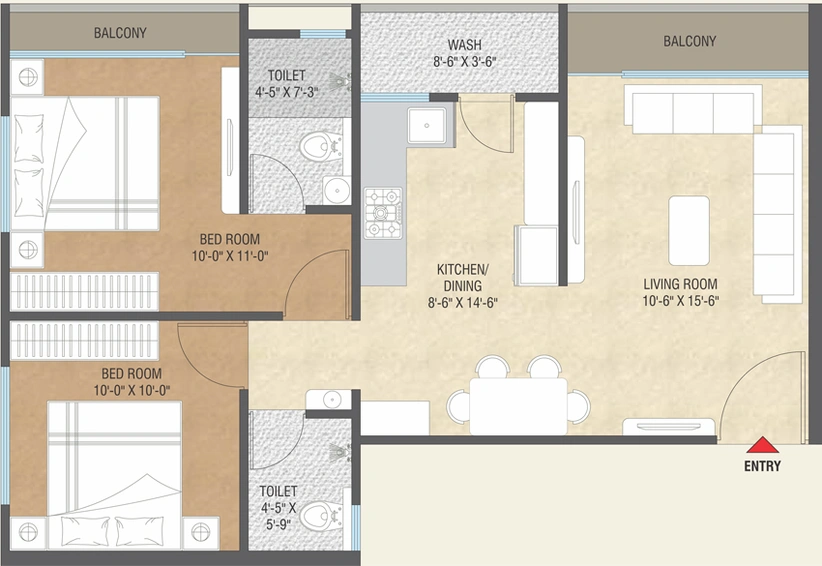 2 BHK Flat in Aaditya Aspire in Vasna Bhayli Main Road, Vadodara - Image 644019