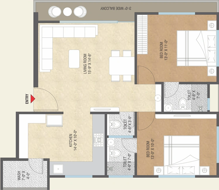 2 BHK Flat in Aaditya Aspire in Vasna Bhayli Main Road, Vadodara - Image 644020