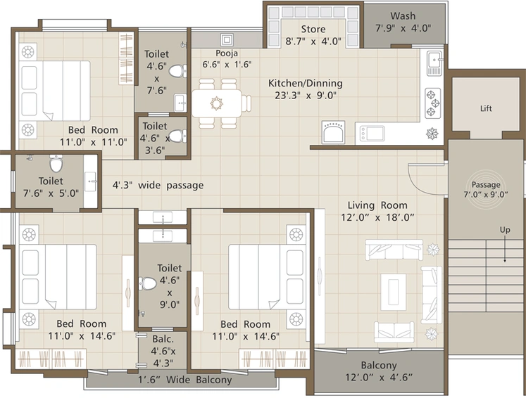 3 BHK Flat in Aaditya Edifice in Chhani, Vadodara - Image 644029