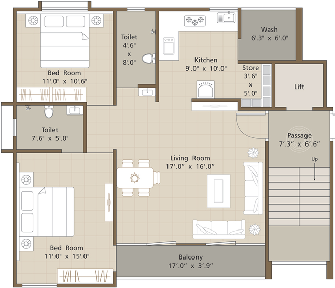 2 BHK Flat in Aaditya Edifice in Chhani, Vadodara - Image 644027