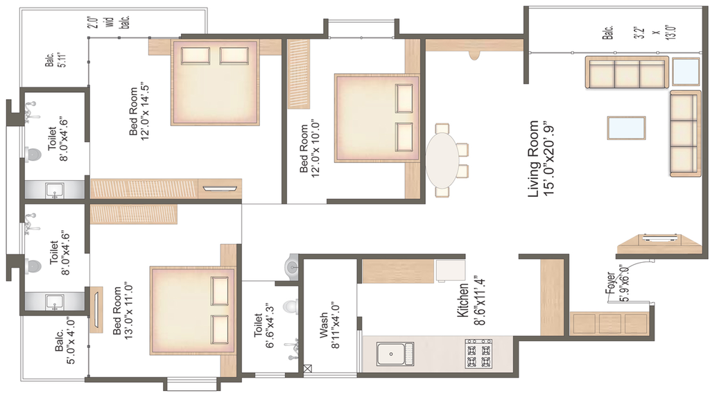 3 BHK Flat in Aaditya Elanza in Bhayli Road, Vadodara - Image 646538