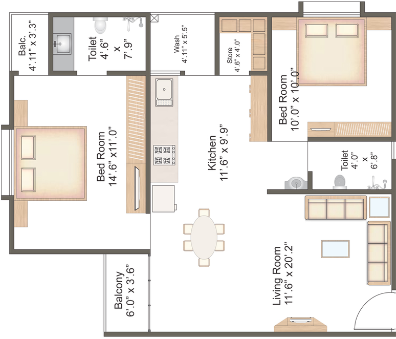 2 BHK Flat in Aaditya Elanza in Bhayli Road, Vadodara - Image 646537